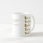 60誕生日金ゴールド60アクロスティック コーヒーマグカップ (正面右)