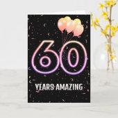 60誕生日風船と紙吹雪 カード (黄色い花)