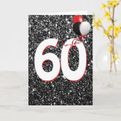 60誕生日風船ブラックグリッターカード カード (黄色い花)