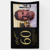 60誕生日黒金ゴールド写真 横断幕 (縦)