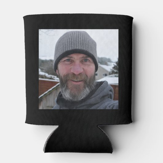 60誕生日黒金ゴールド写真 缶クーラー (裏面)