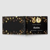 60誕生日黒金ゴールド星写真 ゲストブック (全面)