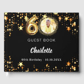 60誕生日黒金ゴールド星写真 ゲストブック (正面)