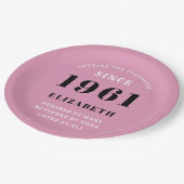 60誕生日1961ピンクの金ゴールドのためパーソナライズされた ペーパープレート (アングル)