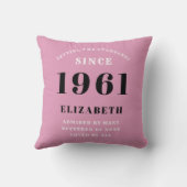 60誕生日1961ピンクブラックパーソナライズされた クッション (裏面)
