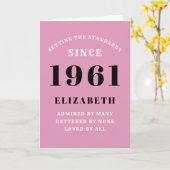 60誕生日1961ピンクブラックレディパーソナライズされたズ カード (黄色い花)