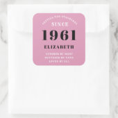 60誕生日1961ピンクブラックレディパーソナライズされたズ スクエアシール (バッグ)