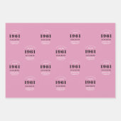 60誕生日1961ピンクブラックレディパーソナライズされたズ ラッピングペーパーシート (正面)