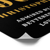 60誕生日1961ブラック金ゴールドパーソナライズされた ポスター (角)