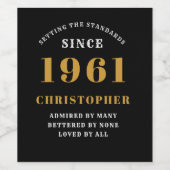 60誕生日1961ブラック金ゴールドパーソナライズされた ワインラベル (シングルラベル)