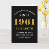 60誕生日1961ブラック金ゴールドレディパーソナライズされた カード (黄色い花)