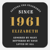 60誕生日1961レッドブラックレディパーソナライズされたズ スクエアシール (正面)