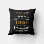 60誕生日1961生まれレトロ黒パーソナライズされた クッション (裏面)