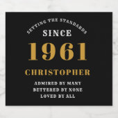 60誕生日1961黒金ゴールドレトロ パーソナライズされた ビールラベル (シングルラベル)