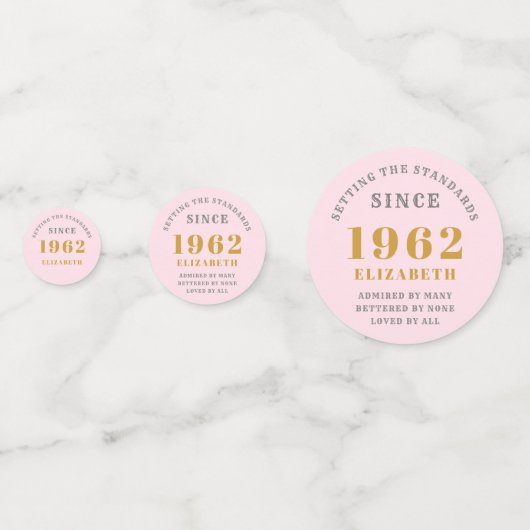 60誕生日1962ピンクエレガント金ゴールドシックエレガント コンフェッティ (正面)