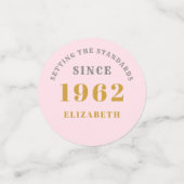 60誕生日1962ピンクエレガント金ゴールドシックエレガント コンフェッティ (スモール正面)