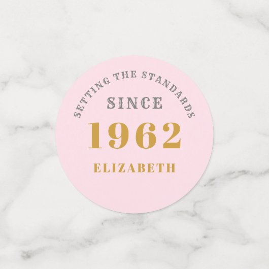 60誕生日1962ピンクエレガント金ゴールドシックエレガント コンフェッティ (スモール正面)