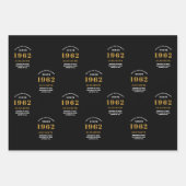 60誕生日1962ブラック金ゴールドシック ラッピングペーパーシート (正面)