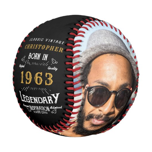 60誕生日1963モノグラム名写真伝説 野球ボール (アングル)