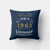 60誕生日1963レトロブルー金ゴールド伝説的 クッション (裏面)