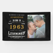 60誕生日1963伝説的な黒と金ゴールド 横断幕 (横)