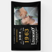 60誕生日1963伝説的な黒と金ゴールド 横断幕 (縦)