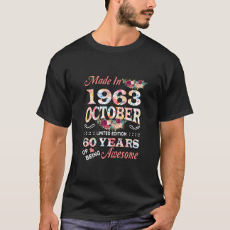60誕生日1963年10月花60歳 Tシャツ