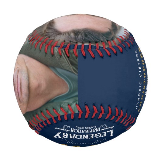 60誕生日1963生まれモノグラム写真伝説ブルー 野球ボール (裏面)