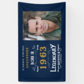 60誕生日1963生まれレジェンドブルー金ゴールド写真 横断幕 (縦)