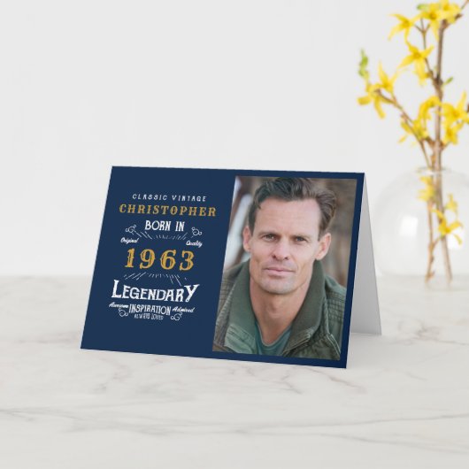 60誕生日1963生まれ写真テンプレート凡例 カード (黄色い花)