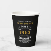 60誕生日1963生まれ名を追加凡例ブラック金ゴールド 紙コップ (正面)