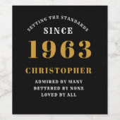 60誕生日1963黒金ゴールドレトロ パーソナライズされた ワインラベル (シングルラベル)