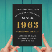 60誕生日1963黒金ゴールド追加の名前の年 招待状