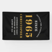 60誕生日1965生まれ名を追加黒い金ゴールド 横断幕 (横)