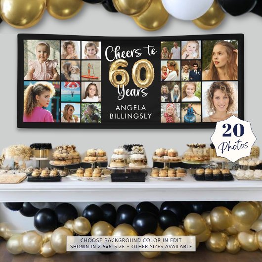 60誕生日20フォトコラージュ応援~60年 横断幕