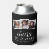 60誕生日3フォト白黒スクリプト応援 缶クーラー (缶正面)