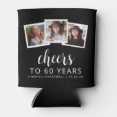 60誕生日3フォト白黒スクリプト応援 缶クーラー (正面)