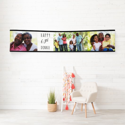 60誕生日4フォトストリップパーソナライズされた 横断幕 (インサイチュ)
