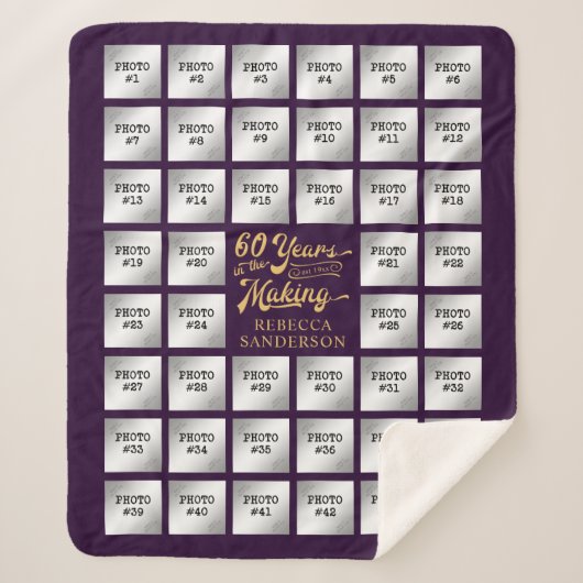 60誕生日44フォトコラージュ制作年 シェルパブランケット (正面)