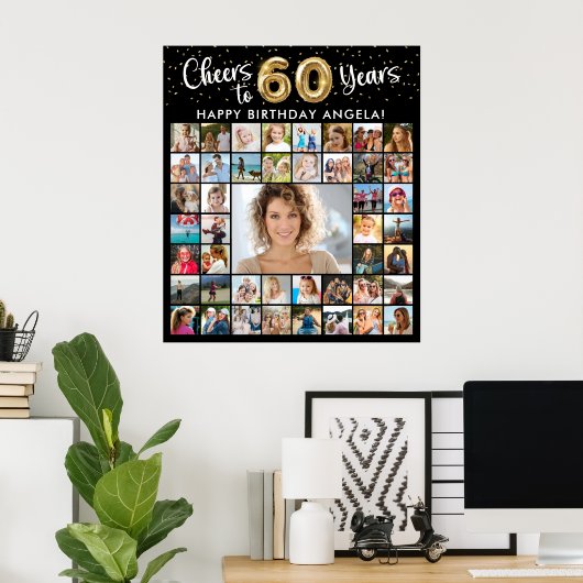 60誕生日45フォトコラージュ応援から年 ポスター (ホームオフィス)