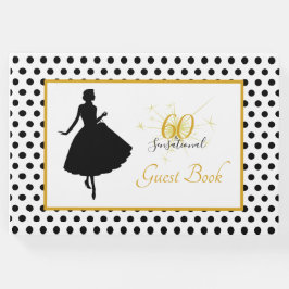 60誕生日60とセンセーショナル水玉模様 モダン ゲストブック