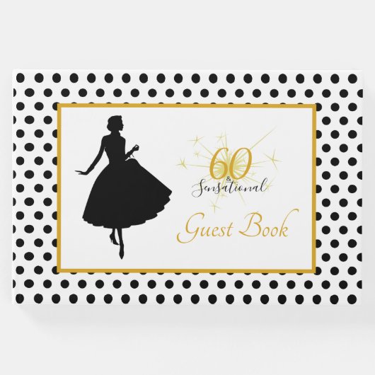 60誕生日60とセンセーショナル水玉模様 モダン ゲストブック (正面)