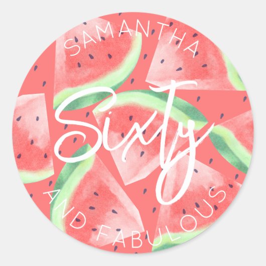 60誕生日60と素晴らしいスイカの夏 ラウンドシール (正面)