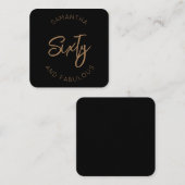 60誕生日60と素晴らしいブラックモダン金ゴールド エンクロージャーカード (正面/裏面)