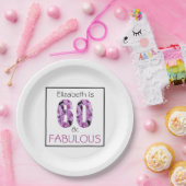 60誕生日60と素晴らしい紫のフローラ ペーパープレート (パーティー)
