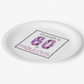 60誕生日60と素晴らしい紫のフローラ ペーパープレート (アングル)