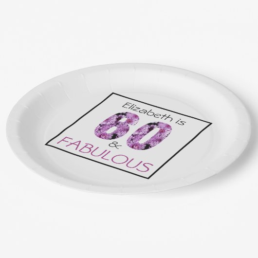 60誕生日60と素晴らしい紫のフローラ ペーパープレート (アングル)