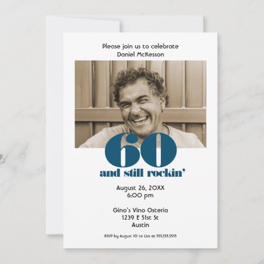 60誕生日60とStill Rockin'の写真 | パーティー 招待状 (正面)