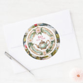 60誕生日60ティーラバーティーティーポット葉フローラ ラウンドシール (封筒)