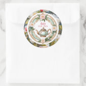 60誕生日60ティーラバーティーティーポット葉フローラ ラウンドシール (バッグ)